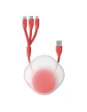Cablu USB pliabil 3w1 Baseus Let's go Little Reunion, Lightning / USB-C / micro USB, 3A, 0,85m (roșu)
